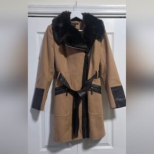 Via Spiga Tan and Black Trench Coat